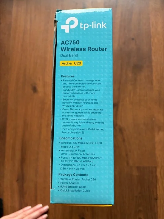 TP-Link AC750 Wireless Router Dual Band - Teal Box with Blue Router - Picture 6 of 8